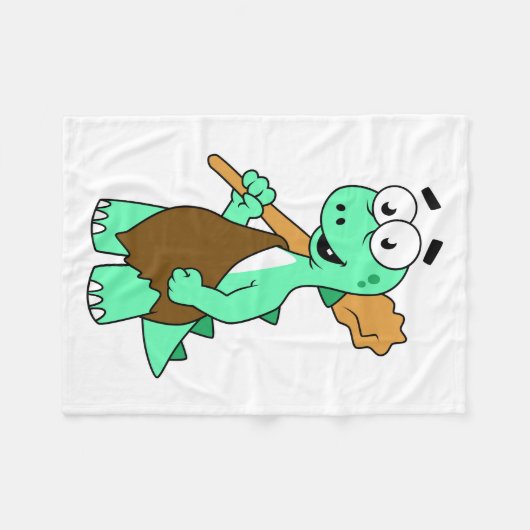 Ein Cartoon Tyrannosaurus Rex Caveman. Fleecedecke (Vorderseite (Horizontal))