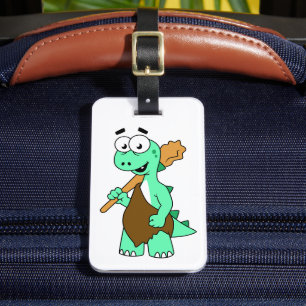 Ein Cartoon Tyrannosaurus Rex Caveman. Gepäckanhänger