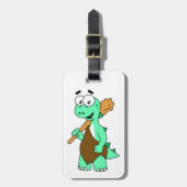 Ein Cartoon Tyrannosaurus Rex Caveman. Gepäckanhänger (Vorderseite vertikal)