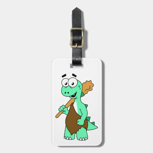 Ein Cartoon Tyrannosaurus Rex Caveman. Gepäckanhänger (Vorderseite vertikal)
