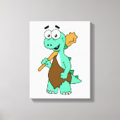 Ein Cartoon Tyrannosaurus Rex Caveman. Leinwanddruck (Vorderseite)
