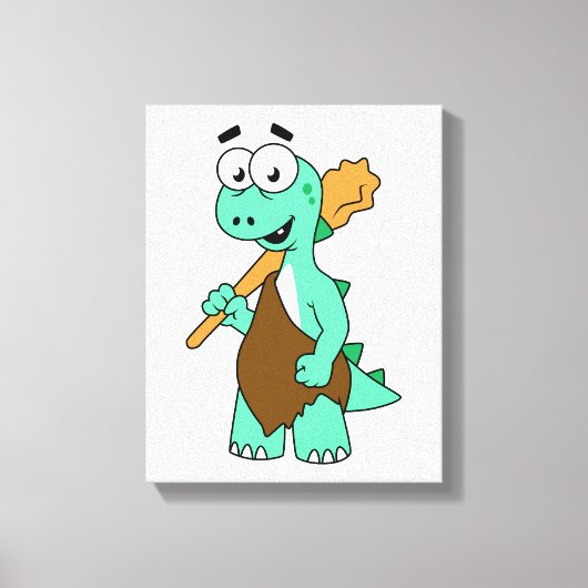 Ein Cartoon Tyrannosaurus Rex Caveman. Leinwanddruck (Vorderseite)