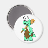 Ein Cartoon Tyrannosaurus Rex Caveman. Magnet (Vorderseite/Rückseite)
