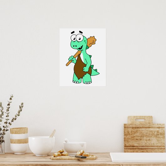Ein Cartoon Tyrannosaurus Rex Caveman. Poster (Küche)