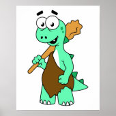 Ein Cartoon Tyrannosaurus Rex Caveman. Poster (Vorne)