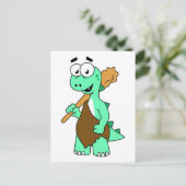 Ein Cartoon Tyrannosaurus Rex Caveman. Postkarte (Stehend Vorderseite)