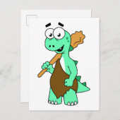 Ein Cartoon Tyrannosaurus Rex Caveman. Postkarte (Vorne/Hinten)