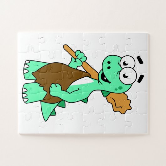Ein Cartoon Tyrannosaurus Rex Caveman. Puzzle (Horizontal)