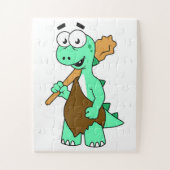 Ein Cartoon Tyrannosaurus Rex Caveman. Puzzle (Vertikal)