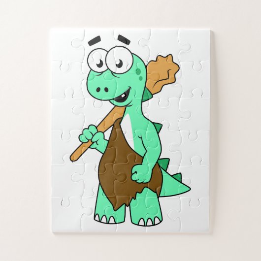 Ein Cartoon Tyrannosaurus Rex Caveman. Puzzle (Vertikal)