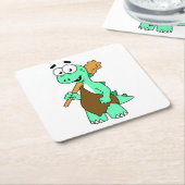 Ein Cartoon Tyrannosaurus Rex Caveman. Rechteckiger Pappuntersetzer (angewinkelt)