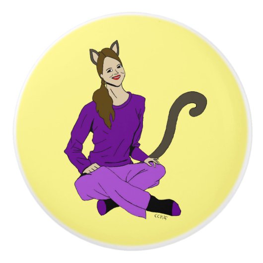 ein Catgirl Keramikknauf (Vorderseite)