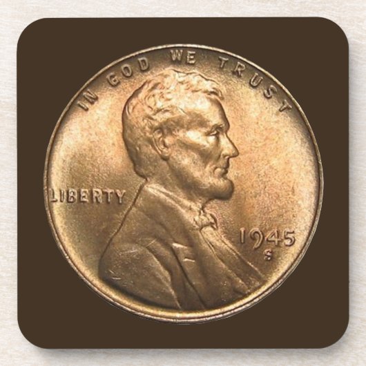 Ein Cent-Münzen-Untersetzer-Set Untersetzer (Vorderseite)