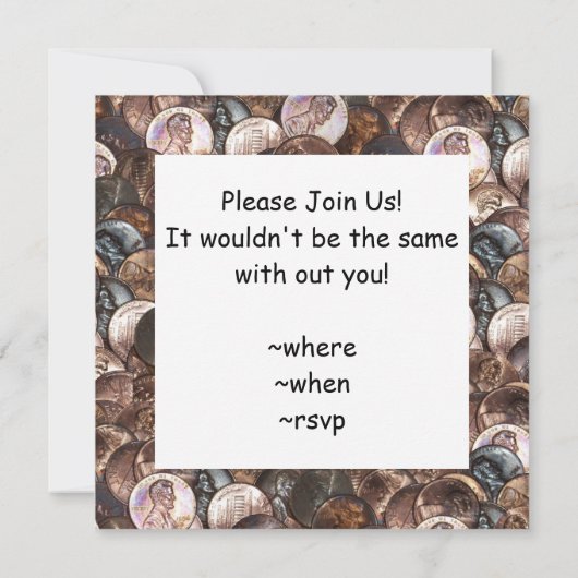 Ein Cent Penny spendet Hintergrund Einladung (Rückseite)