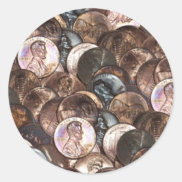 Ein Cent Penny spendet Hintergrund Runder Aufkleber