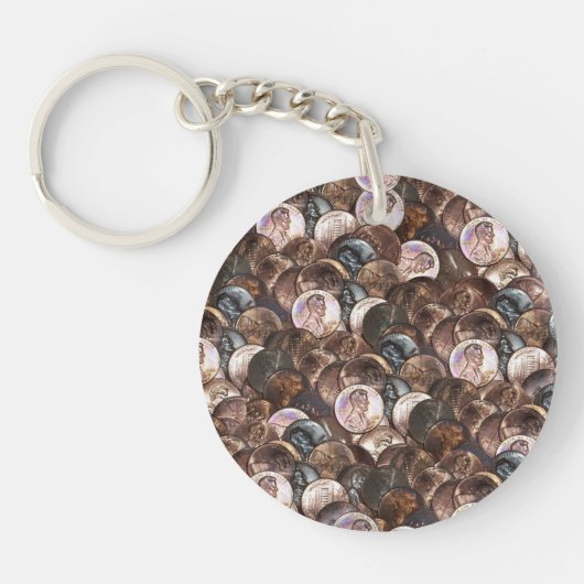 Ein Cent Penny spendet Hintergrund Schlüsselanhänger (Vorderseite)