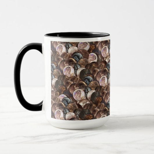 Ein Cent Penny spendet Hintergrund Tasse (Links)