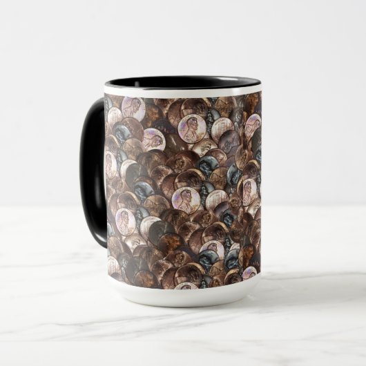 Ein Cent Penny spendet Hintergrund Tasse (Vorderseite Links)