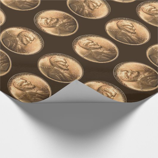 Ein Cent prägt Packpapier (Ecke)