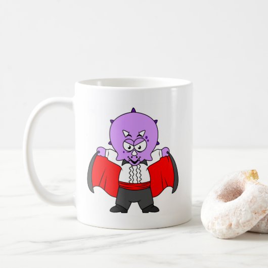 Ein Ceratops Dinosaurier verkleidete sich als Graf Kaffeetasse (Mit Donut)