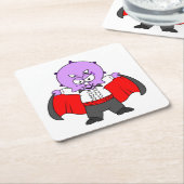 Ein Ceratops Dinosaurier verkleidete sich als Graf Rechteckiger Pappuntersetzer (angewinkelt)