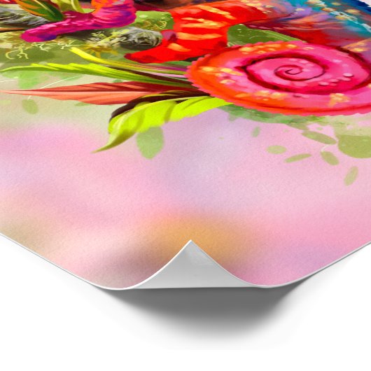 Ein Chamäleon sitzt auf einem Ast Poster (Ecke)