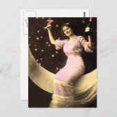 Ein Champagnertoast auf dem Mond Postkarte (Vorne/Hinten)