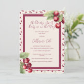Ein Cherry Sweet Baby ist auf dem Weg Baby Dusche Einladung (Stehend Vorderseite)