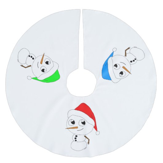 ein Chibi-Schneemann Polyester Weihnachtsbaumdecke (Vorderseite)