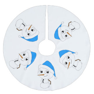 ein Chibi-Schneemann Polyester Weihnachtsbaumdecke
