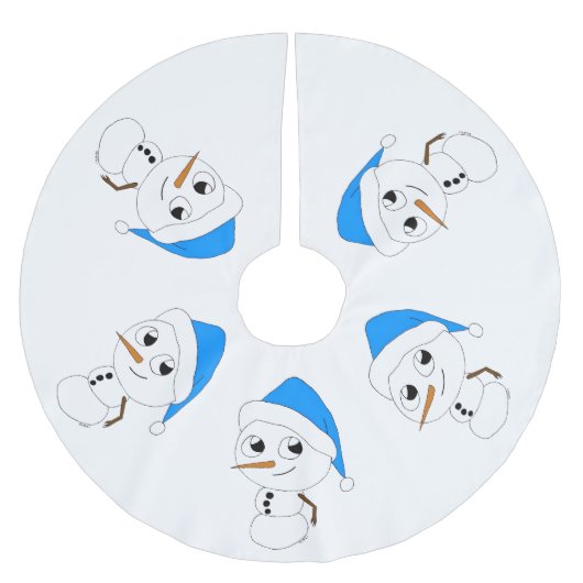 ein Chibi-Schneemann Polyester Weihnachtsbaumdecke (Vorderseite)
