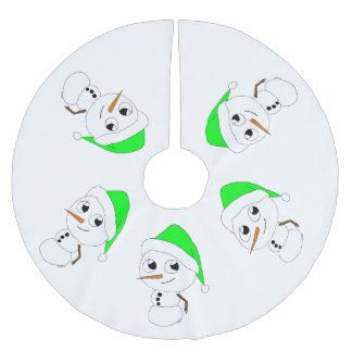 ein Chibi-Schneemann Polyester Weihnachtsbaumdecke