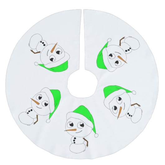 ein Chibi-Schneemann Polyester Weihnachtsbaumdecke (Vorderseite)