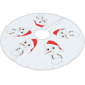 ein Chibi-Schneemann Polyester Weihnachtsbaumdecke (Schrägansicht)