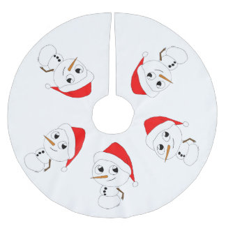 ein Chibi-Schneemann Polyester Weihnachtsbaumdecke