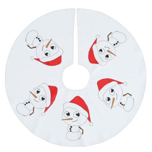 ein Chibi-Schneemann Polyester Weihnachtsbaumdecke (Vorderseite)