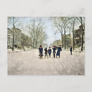 EIN CHICAGO WINTER LINCOLN PARK 1897 KINDERFARBE POSTKARTE