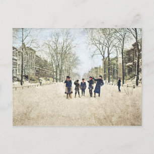 EIN CHICAGO WINTER LINCOLN PARK 1897 KINDERFARBE POSTKARTE