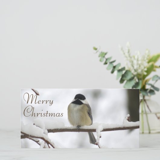 Ein chickadee-Weihnachten Feiertagskarte (Stehend Vorderseite)