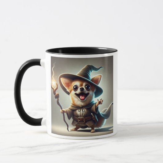 Ein Chihuahua-Hund als Zauberer. Tasse (Links)