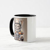 Ein Chihuahua-Hund fliegt und reißt alles auseinan Tasse (Vorderseite Links)