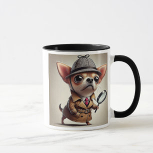 Ein Chihuahua-Hund mit Lupe. Tasse