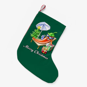 Ein Chili frohe Weihnachten unter Sonnenschirm und Kleiner Weihnachtsstrumpf