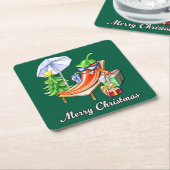 Ein Chili frohe Weihnachten unter Sonnenschirm und Rechteckiger Pappuntersetzer (angewinkelt)