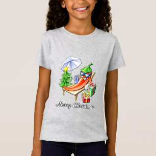 Ein Chili frohe Weihnachten unter Sonnenschirm und T-Shirt