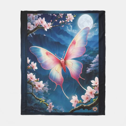 Ein chinesischer Mondmond, der mitten in Kirschblü Fleecedecke (Vorderseite)