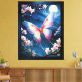 Ein chinesischer Mondmond, der mitten in Kirschblü Leinwanddruck (Insitu (Wohnzimmer))