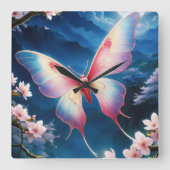 Ein chinesischer Mondmond, der mitten in Kirschblü Quadratische Wanduhr (Vorderseite)