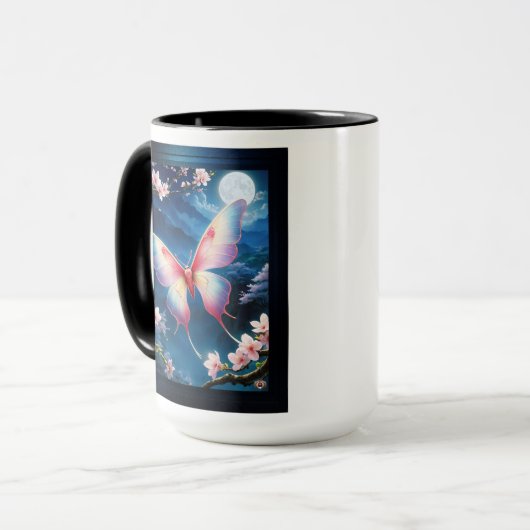 Ein chinesischer Mondmond, der mitten in Kirschblü Tasse (Vorderseite Links)