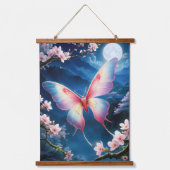 Ein chinesischer Mondmond, der mitten in Kirschblü Wandteppich Mit Holzrahmen (Vorderseite)